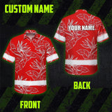 Hi Vis Hawaiian Shirt Reflective Tapes Red White Flowers Custom Name Safety Workwear For Workers, Truckers, Operators