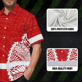 Hi Vis Hawaiian Shirt Reflective Tapes Red White Polynesian Custom Name Safety Workwear For Workers, Truckers, Operators