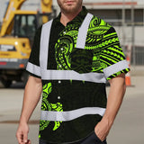 Hi Vis Hawaiian Shirt Reflective Tapes Sea Turtle Hawaiian Polynesian Tribal Custom Name
