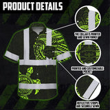 Hi Vis Hawaiian Shirt Reflective Tapes Sea Turtle Hawaiian Polynesian Tribal Custom Name