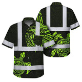 Hi Vis Hawaiian Shirt Reflective Tapes Sea Turtle Hawaiian Polynesian Tribal Custom Name