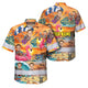 Skeleton Surfing Beach Sunset Hi-Vis Hawaiian Shirt