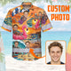 Skeleton Surfing Beach Sunset Hi-Vis Hawaiian Shirt