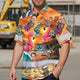 Skeleton Surfing Beach Sunset Hi-Vis Hawaiian Shirt