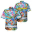 Skeleton Surfing Float Hi-Vis Hawaiian Shirt