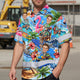 Skeleton Surfing Float Hi-Vis Hawaiian Shirt