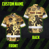 Hi Vis Hawaiian Shirt Reflective Tapes Skull Boat Custom Name Safety Workwear For Workers, Truckers, Operators