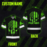Hi Vis Hawaiian Shirt Reflective Tapes Skull Camo USA Flag Custom Name Safety