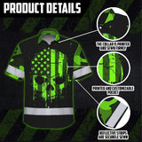 Hi Vis Hawaiian Shirt Reflective Tapes Skull Camo USA Flag Custom Name Safety