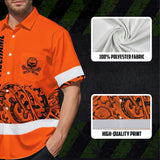 Hi Vis Hawaiian Shirt Reflective Tapes Skull Mechanic Custom Name Safety Workwear