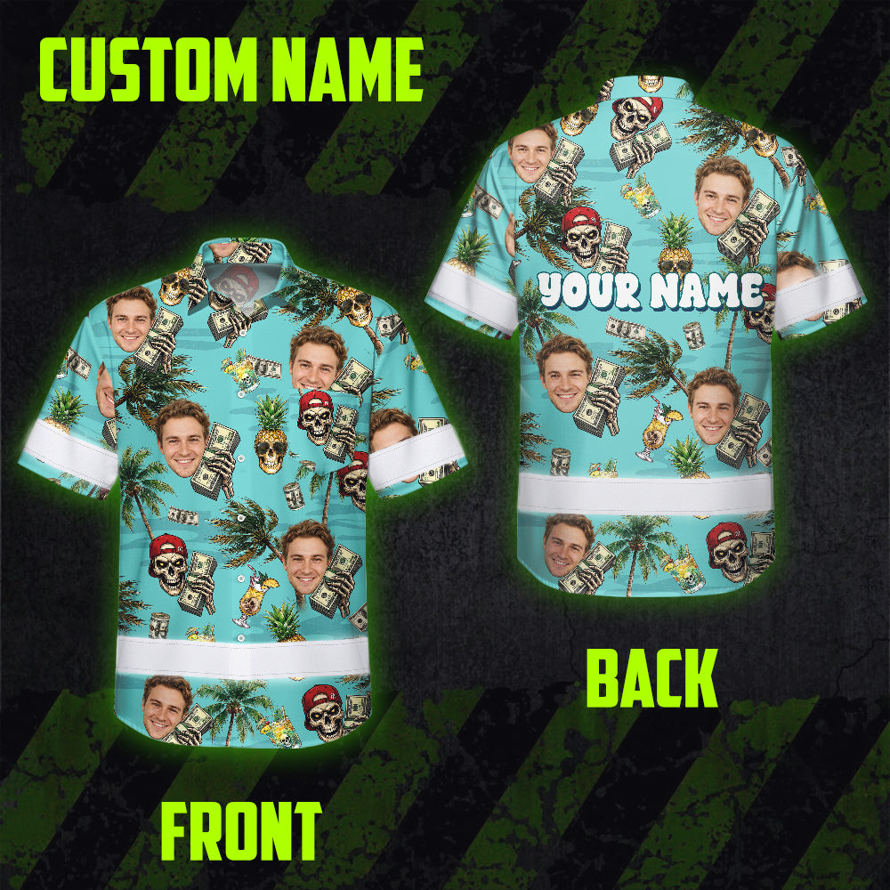 Skull Money Tropical Cocktail Hi-Vis Hawaiian Shirt