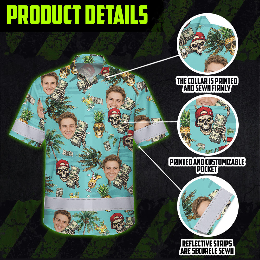 Skull Money Tropical Cocktail Hi-Vis Hawaiian Shirt