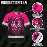 Hi Vis Hawaiian Shirt Reflective Tapes Skull Pink Neon Workwear Safety For Women Men Worker, Trucker, Operator, Skull Lovers, Drivers, Runners