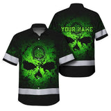 Hi Vis Hawaiian Shirt Reflective Tapes Skull Viking Symbol Green Neon Custom Name