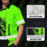 Hi Vis Hawaiian Shirt Reflective Tapes Skull With Headphone Custom Name