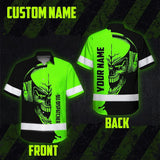 Hi Vis Hawaiian Shirt Reflective Tapes Skull With Headphone Custom Name
