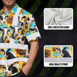 Hi Vis Hawaiian Shirt Reflective Tapes Sunflower Cow Custom Name Safety Workwear For Workers, Truckers, Operators