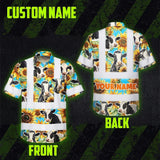 Hi Vis Hawaiian Shirt Reflective Tapes Sunflower Cow Custom Name Safety Workwear For Workers, Truckers, Operators