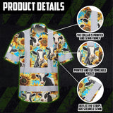 Hi Vis Hawaiian Shirt Reflective Tapes Sunflower Cow Custom Name Safety Workwear For Workers, Truckers, Operators