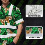 Hi Vis Hawaiian Shirt Reflective Tapes Tiger Flowers Custom Name Safety Workwear For Workers, Truckers, Operators