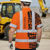 Hi Vis Hawaiian Shirt Reflective Tapes TiKi Hawaiian Orange Neon Polynesian Tribal Custom Name Safety Workwear For Workers, Truckers, Operators