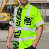 Hi Vis Hawaiian Shirt Reflective Tapes TiKi Hawaiian Polynesian Tribal Custom Name