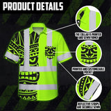 Hi Vis Hawaiian Shirt Reflective Tapes TiKi Hawaiian Polynesian Tribal Custom Name