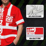 Hi Vis Hawaiian Shirt Reflective Tapes TiKi Hawaiian Red Neon Polynesian Tribal Custom Name Safety Workwear For Workers, Truckers, Operators