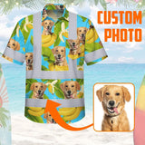 Hi Vis Hawaiian Shirt Reflective Tapes Tropical Banana Custom Name And Pet Image Safety Workwear For Workers, Truckers, Operators