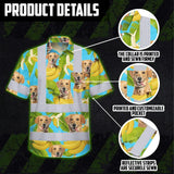 Hi Vis Hawaiian Shirt Reflective Tapes Tropical Banana Custom Name And Pet Image Safety Workwear For Workers, Truckers, Operators