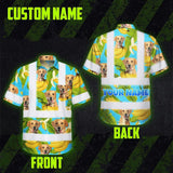 Hi Vis Hawaiian Shirt Reflective Tapes Tropical Banana Custom Name And Pet Image Safety Workwear For Workers, Truckers, Operators