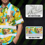 Hi Vis Hawaiian Shirt Reflective Tapes Tropical Banana Custom Name And Pet Image Safety Workwear For Workers, Truckers, Operators