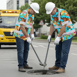 Hi Vis Hawaiian Shirt Reflective Tapes Tropical Flowers Cow Custom Name Safety Workwear For Workers, Truckers, Operators