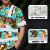 Hi Vis Hawaiian Shirt Reflective Tapes Tropical Flowers Cow Custom Name Safety Workwear For Workers, Truckers, Operators