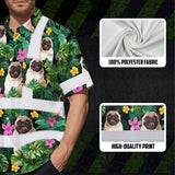 Hi Vis Hawaiian Shirt Reflective Tapes Tropical Pink Flowers Custom Name And Pet Image Safety Workwear For Workers, Truckers, Operators