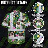 Hi Vis Hawaiian Shirt Reflective Tapes Tropical Pink Flowers Custom Name And Pet Image Safety Workwear For Workers, Truckers, Operators