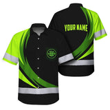 Hi Vis Hawaiian Shirt Reflective Tapes Uniform 2 Green Neon Black Curved Custom