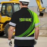 Hi Vis Hawaiian Shirt Reflective Tapes Uniform 2 Green Neon Black Curved Custom