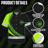 Hi Vis Hawaiian Shirt Reflective Tapes Uniform 2 Green Neon Black Curved Custom