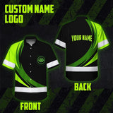 Hi Vis Hawaiian Shirt Reflective Tapes Uniform 2 Green Neon Black Curved Custom