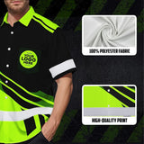 Hi Vis Hawaiian Shirt Reflective Tapes Uniform Green Neon 2 Custom Logo And Name