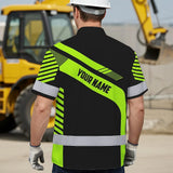Hi Vis Hawaiian Shirt Reflective Tapes Uniform Green Neon Black 2 Custom Name And Logo