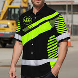 Hi Vis Hawaiian Shirt Reflective Tapes Uniform Green Neon Black 2 Custom Name And Logo