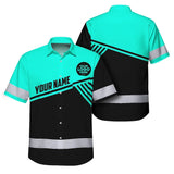 Hi Vis Hawaiian Shirt Reflective Tapes Uniform Mint Neon Custom Logo And Name