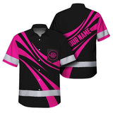 Hi Vis Hawaiian Shirt Reflective Tapes Uniform Pink Neon Black Custom Name And Logo