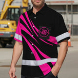 Hi Vis Hawaiian Shirt Reflective Tapes Uniform Pink Neon Black Custom Name And Logo