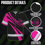Hi Vis Hawaiian Shirt Reflective Tapes Uniform Pink Neon Black Custom Name And Logo