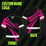 Hi Vis Hawaiian Shirt Reflective Tapes Uniform Pink Neon Black Custom Name And Logo
