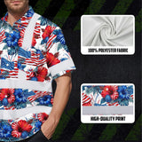Hi Vis Hawaiian Shirt Reflective Tapes US Flag Blue And Red Custom Name Safety Workwear For Workers, Truckers, Operators, Independence
