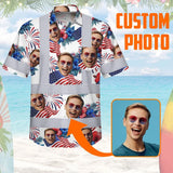 Hi Vis Hawaiian Shirt Reflective Tapes US Flag Blue Red Custom Name And Image Safety Workwear For Workers, Truckers, Operators, Independence